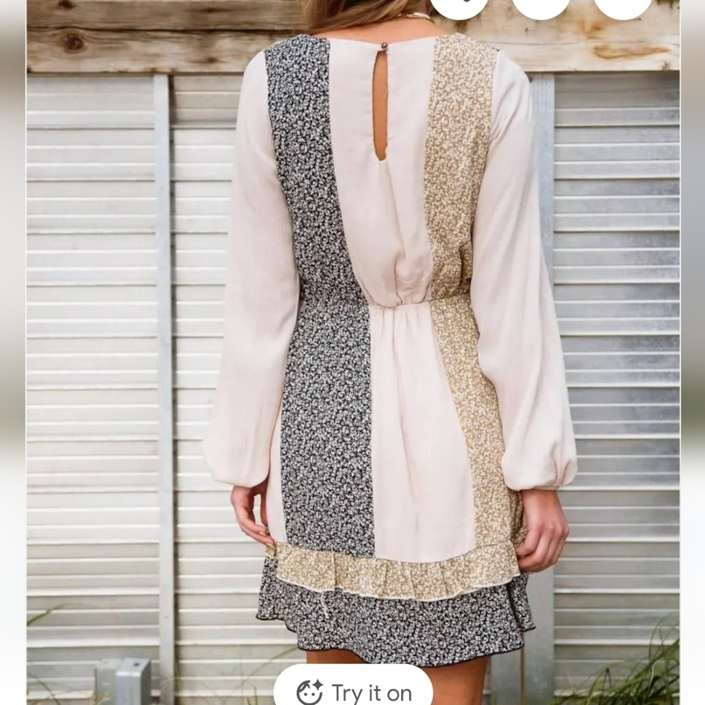 143 Story Dress By Line Up  Size XL Women's Multi-Color Patchwork  Boho  {BX3} - Picture 10 of 11